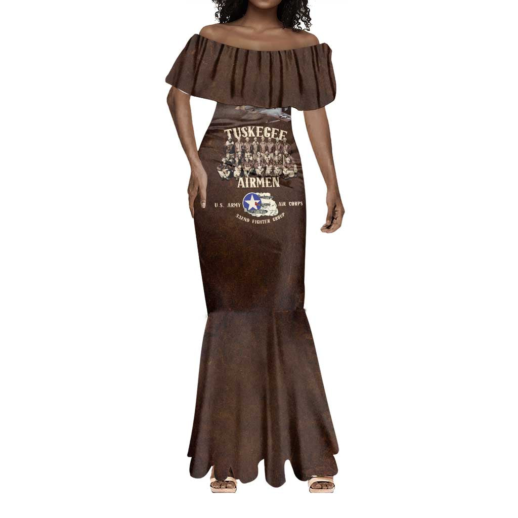 Remembering the Red Tail Heroes Mermaid Dress Tuskegee Airmen Legacy Retro Style - African Pride