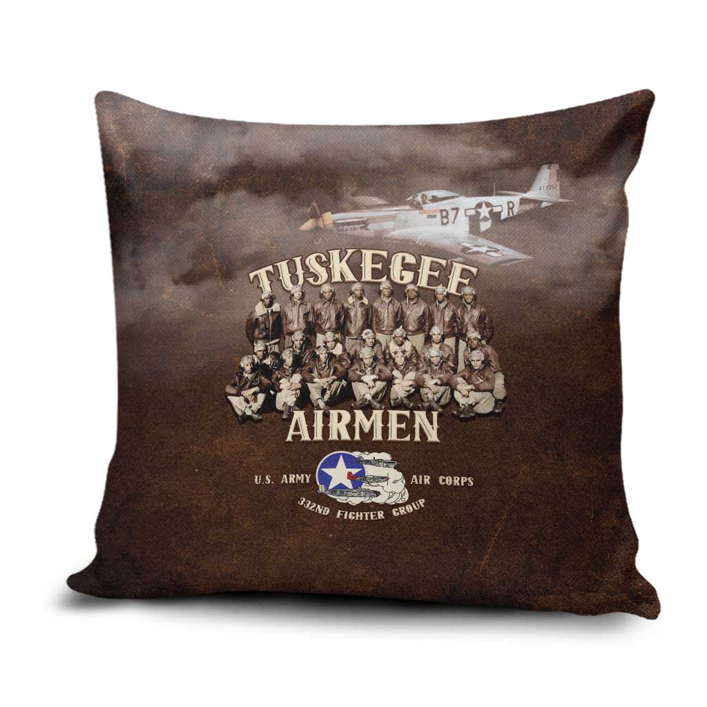 Remembering Tuskegee Airmen Pillow Cover Heroes of the 332nd Squadron Retro Style