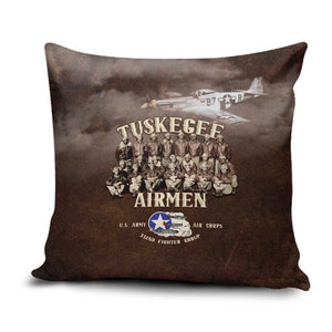 Remembering Tuskegee Airmen Pillow Cover Heroes of the 332nd Squadron Retro Style