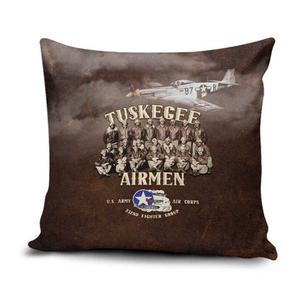 Remembering Tuskegee Airmen Pillow Cover Heroes of the 332nd Squadron Retro Style