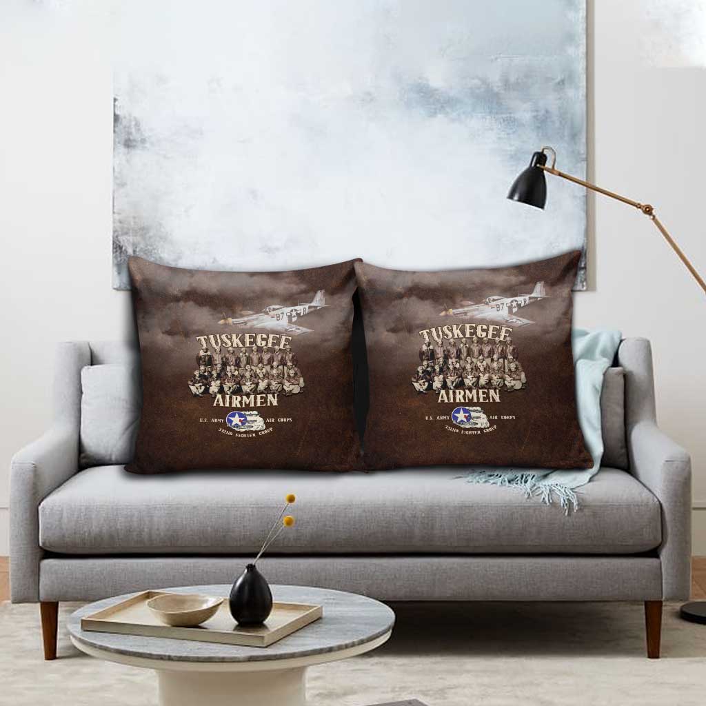 Remembering Tuskegee Airmen Pillow Cover Heroes of the 332nd Squadron Retro Style