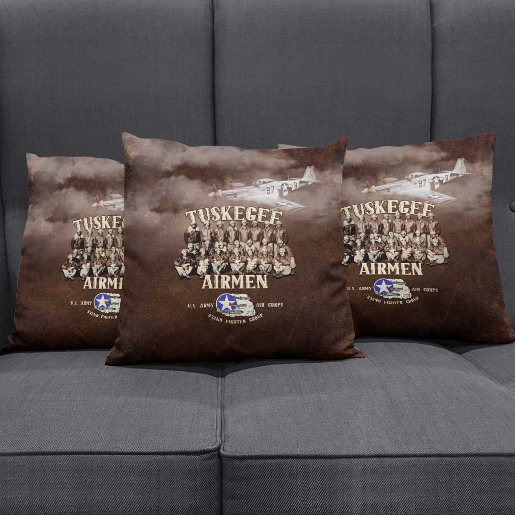 Remembering Tuskegee Airmen Pillow Cover Heroes of the 332nd Squadron Retro Style