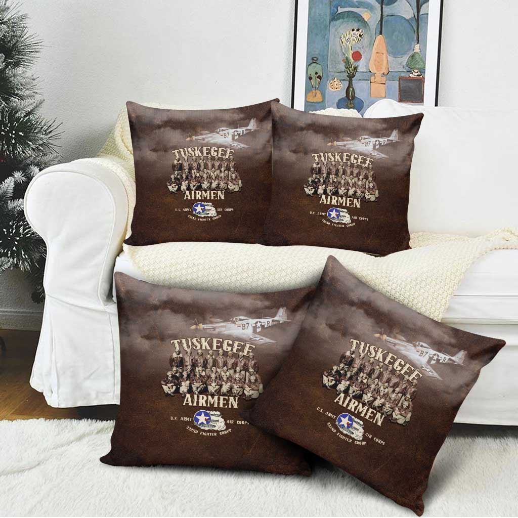 Remembering Tuskegee Airmen Pillow Cover Heroes of the 332nd Squadron Retro Style