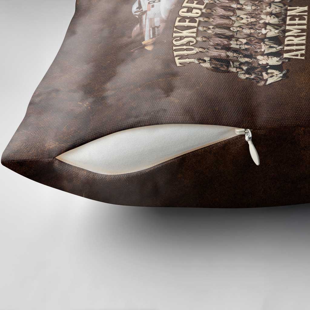 Remembering Tuskegee Airmen Pillow Cover Heroes of the 332nd Squadron Retro Style