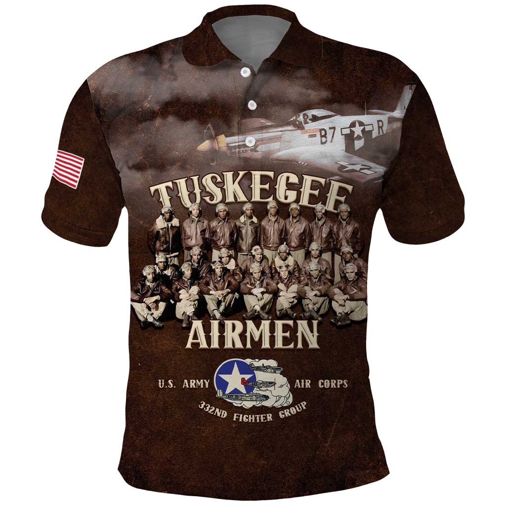 Remembering the Red Tail Heroes Polo Shirt Tuskegee Airmen Legacy Retro Style - African Pride