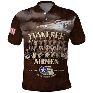 Remembering the Red Tail Heroes Polo Shirt Tuskegee Airmen Legacy Retro Style - African Pride