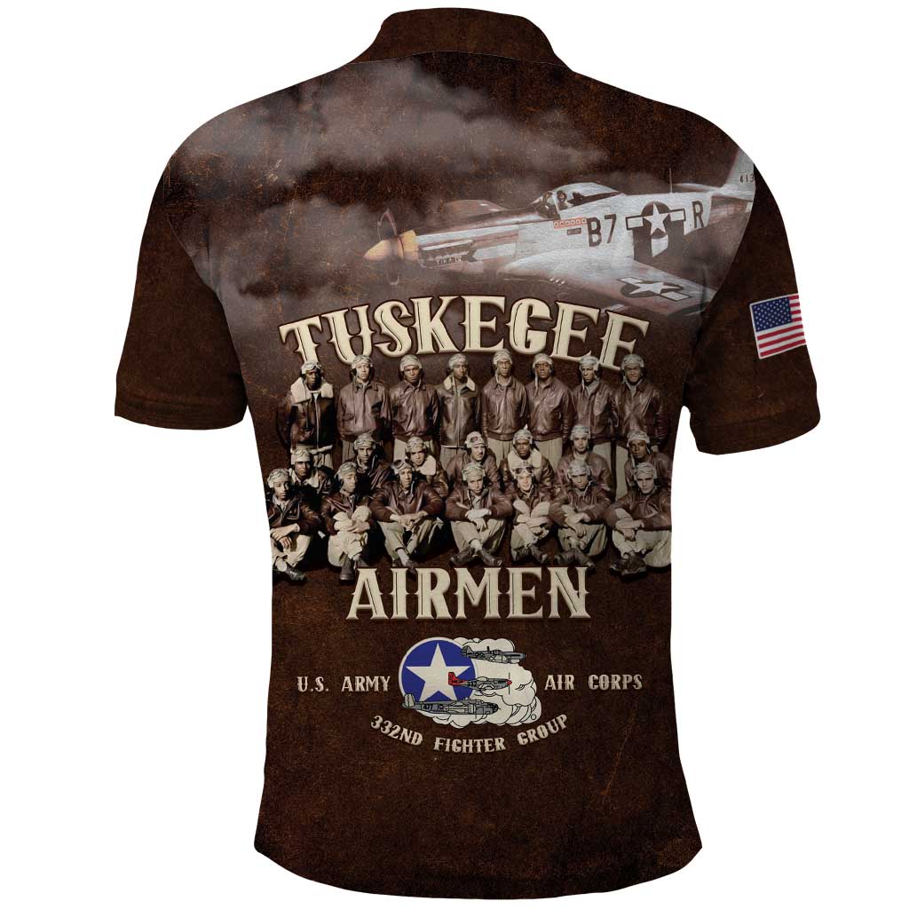 Remembering the Red Tail Heroes Polo Shirt Tuskegee Airmen Legacy Retro Style - African Pride