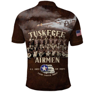 Remembering the Red Tail Heroes Polo Shirt Tuskegee Airmen Legacy Retro Style - African Pride