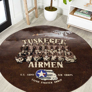 Remembering the Red Tail Heroes Round Carpet Tuskegee Airmen Legacy Retro Style - African Pride