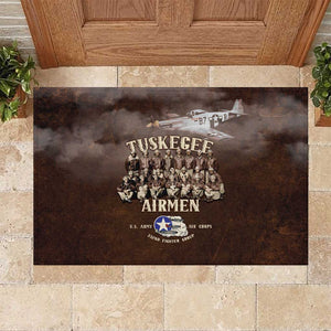 Remembering the Red Tail Heroes Rubber Doormat Tuskegee Airmen Legacy Retro Style - African Pride