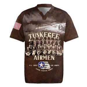 Remembering the Red Tail Heroes Rugby Jersey Tuskegee Airmen Legacy Retro Style - African Pride