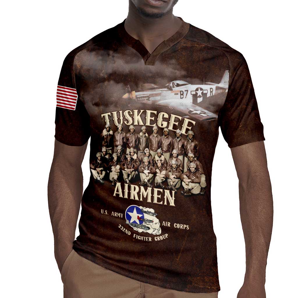 Remembering the Red Tail Heroes Rugby Jersey Tuskegee Airmen Legacy Retro Style - African Pride