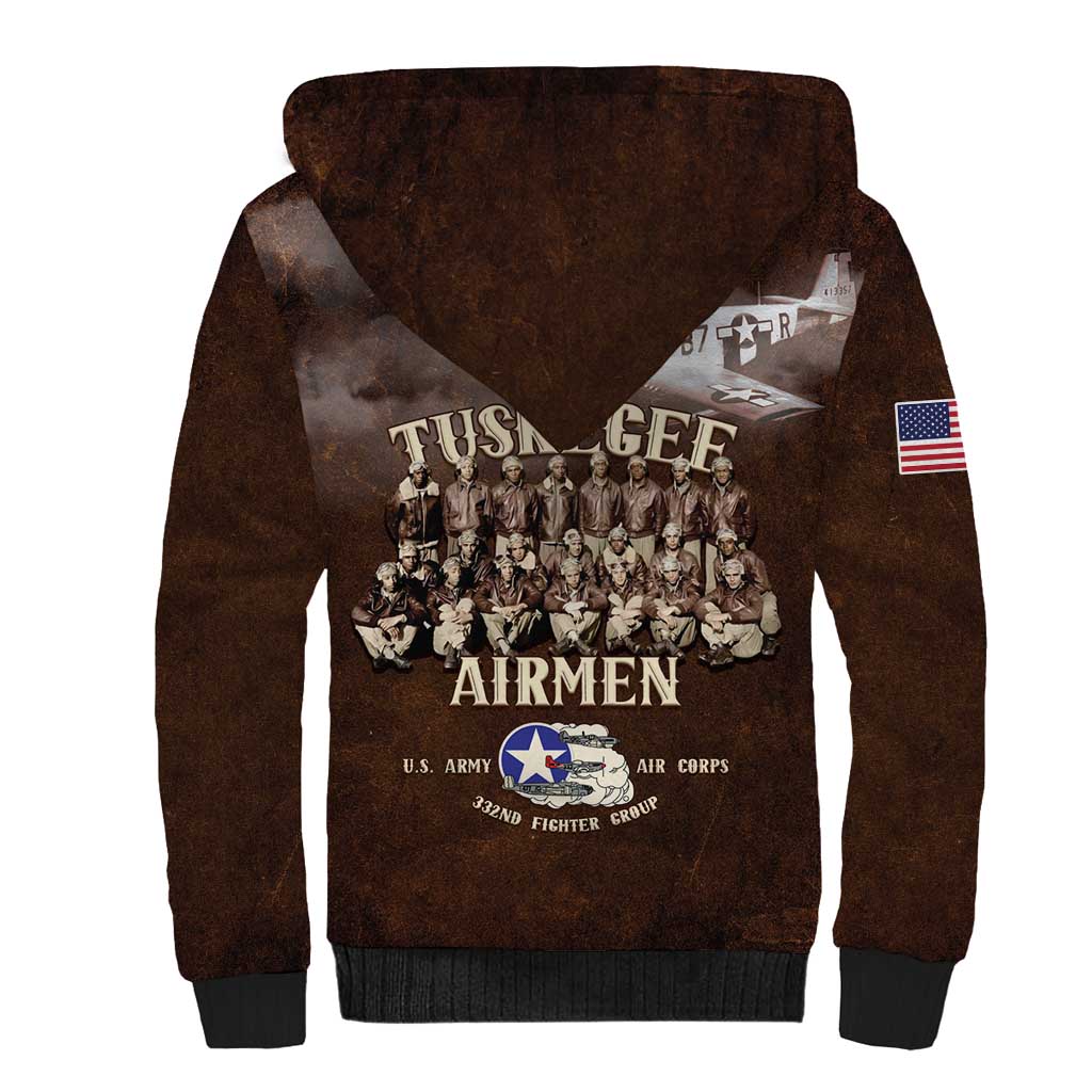 Remembering the Red Tail Heroes Sherpa Hoodie Tuskegee Airmen Legacy Retro Style - African Pride