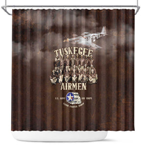 Remembering the Red Tail Heroes Shower Curtain Tuskegee Airmen Legacy Retro Style - African Pride