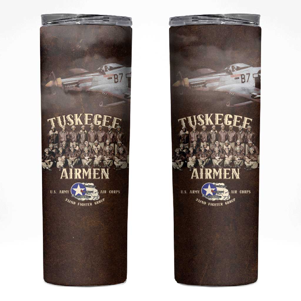 Remembering the Red Tail Heroes Skinny Tumbler Tuskegee Airmen Legacy Retro Style - African Pride