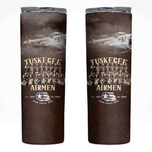 Remembering the Red Tail Heroes Skinny Tumbler Tuskegee Airmen Legacy Retro Style - African Pride