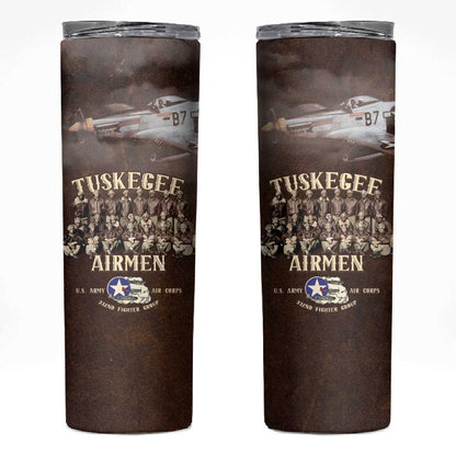 Remembering the Red Tail Heroes Skinny Tumbler Tuskegee Airmen Legacy Retro Style - African Pride