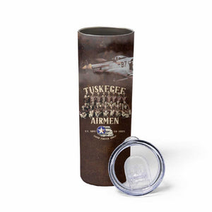 Remembering the Red Tail Heroes Skinny Tumbler Tuskegee Airmen Legacy Retro Style - African Pride