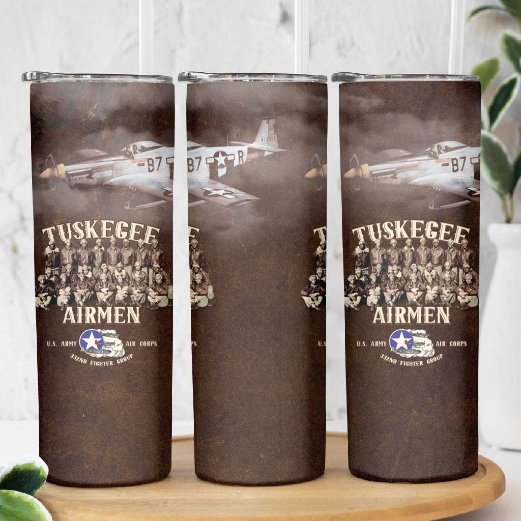 Remembering the Red Tail Heroes Skinny Tumbler Tuskegee Airmen Legacy Retro Style - African Pride