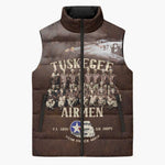 Remembering Tuskegee Airmen Sleeveless Puffer Jacket Heroes of the 332nd Squadron Retro Style