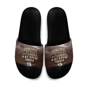 Remembering Tuskegee Airmen Slide Sandals Heroes of the 332nd Squadron Retro Style