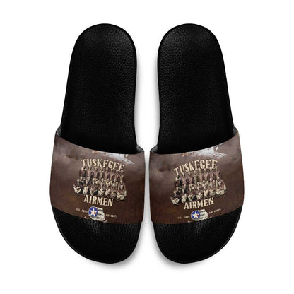 Remembering Tuskegee Airmen Slide Sandals Heroes of the 332nd Squadron Retro Style
