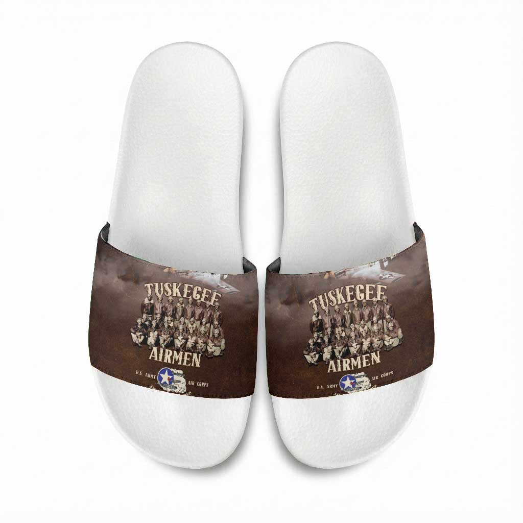 Remembering Tuskegee Airmen Slide Sandals Heroes of the 332nd Squadron Retro Style
