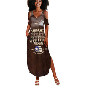 Remembering the Red Tail Heroes Summer Maxi Dress Tuskegee Airmen Legacy Retro Style - African Pride