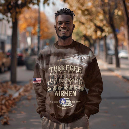 Remembering the Red Tail Heroes Sweatshirt Tuskegee Airmen Legacy Retro Style - African Pride