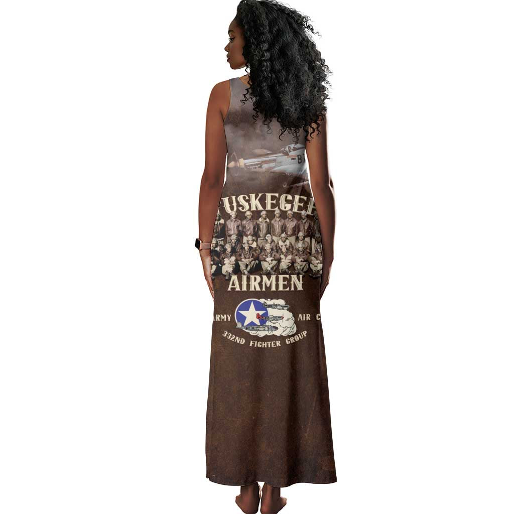 Remembering the Red Tail Heroes Tank Maxi Dress Tuskegee Airmen Legacy Retro Style - African Pride