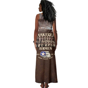 Remembering the Red Tail Heroes Tank Maxi Dress Tuskegee Airmen Legacy Retro Style - African Pride