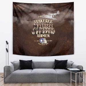 Remembering the Red Tail Heroes Tapestry Tuskegee Airmen Legacy Retro Style - African Pride
