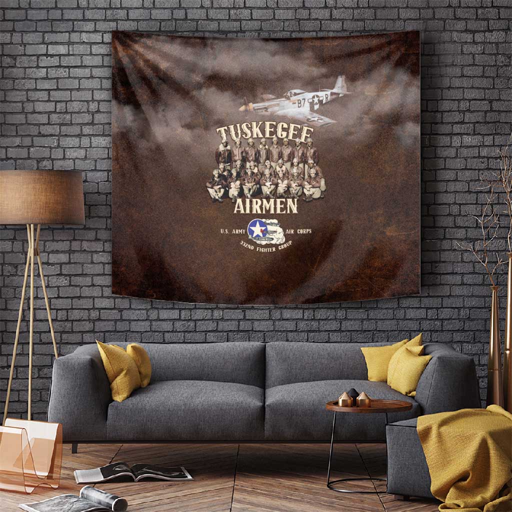 Remembering the Red Tail Heroes Tapestry Tuskegee Airmen Legacy Retro Style - African Pride