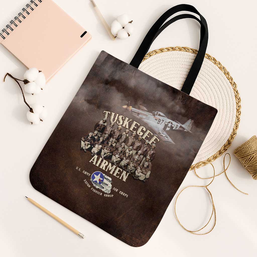 Remembering Tuskegee Airmen Tote Bag Heroes of the 332nd Squadron Retro Style