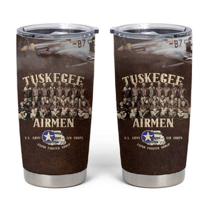 Remembering the Red Tail Heroes Tumbler Cup Tuskegee Airmen Legacy Retro Style - African Pride
