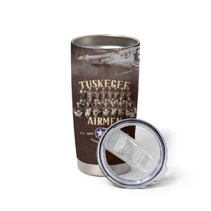 Remembering the Red Tail Heroes Tumbler Cup Tuskegee Airmen Legacy Retro Style - African Pride