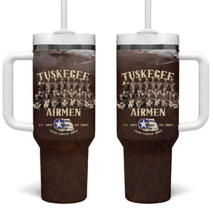 Remembering the Red Tail Heroes Tumbler With Handle Tuskegee Airmen Legacy Retro Style - African Pride