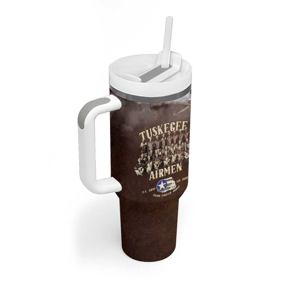 Remembering the Red Tail Heroes Tumbler With Handle Tuskegee Airmen Legacy Retro Style - African Pride