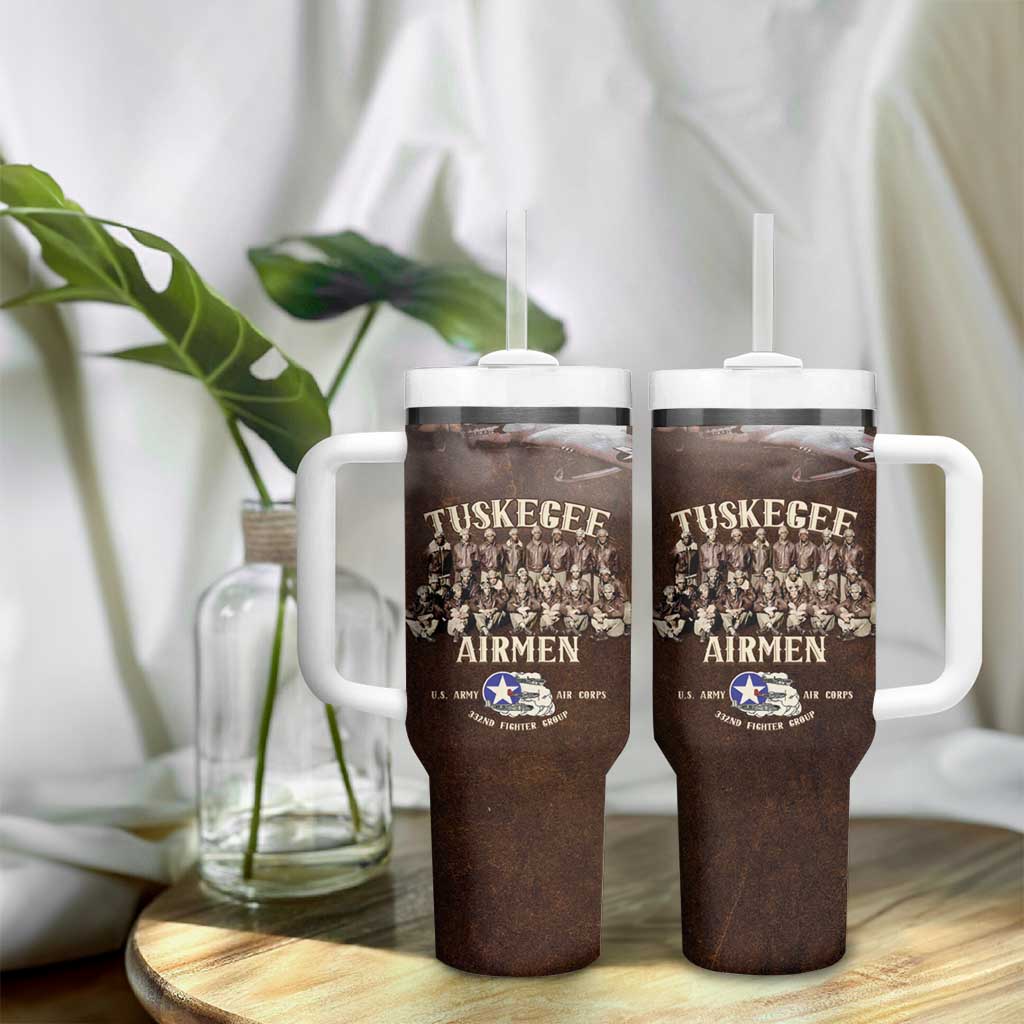 Remembering the Red Tail Heroes Tumbler With Handle Tuskegee Airmen Legacy Retro Style - African Pride