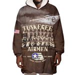 Remembering the Red Tail Heroes Wearable Blanket Hoodie Tuskegee Airmen Legacy Retro Style - African Pride
