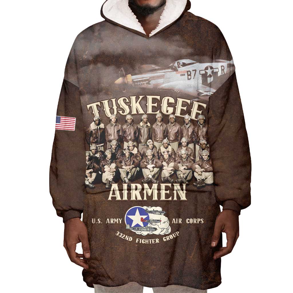 Remembering the Red Tail Heroes Wearable Blanket Hoodie Tuskegee Airmen Legacy Retro Style - African Pride
