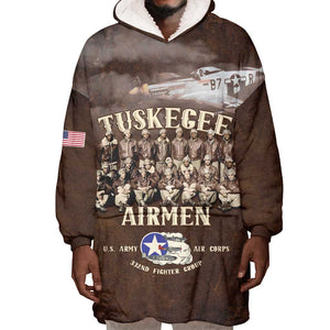 Remembering the Red Tail Heroes Wearable Blanket Hoodie Tuskegee Airmen Legacy Retro Style - African Pride