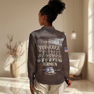 Remembering the Red Tail Heroes Women Casual Shirt Tuskegee Airmen Legacy Retro Style - African Pride