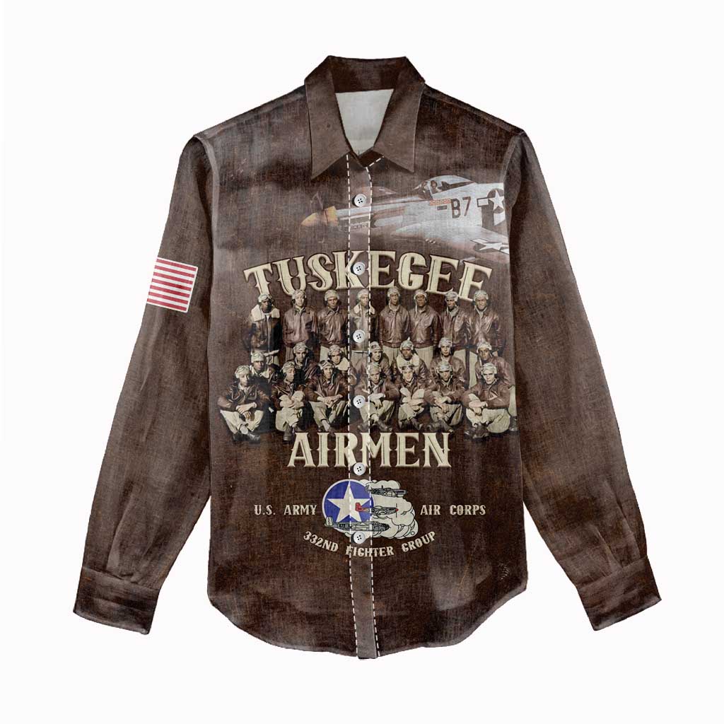 Remembering the Red Tail Heroes Women Casual Shirt Tuskegee Airmen Legacy Retro Style - African Pride