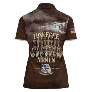 Remembering the Red Tail Heroes Women Polo Shirt Tuskegee Airmen Legacy Retro Style - African Pride