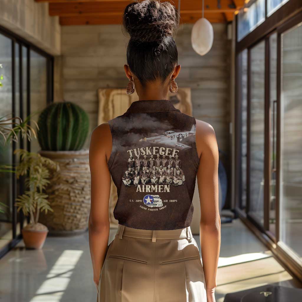 Remembering the Red Tail Heroes Women Sleeveless Polo Shirt Tuskegee Airmen Legacy Retro Style - African Pride