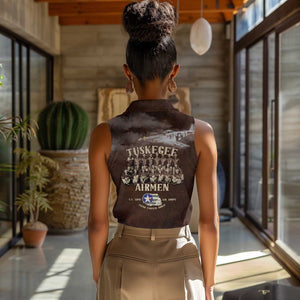 Remembering the Red Tail Heroes Women Sleeveless Polo Shirt Tuskegee Airmen Legacy Retro Style - African Pride