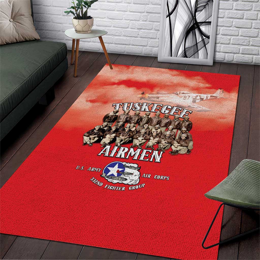 Remembering the Red Tail Heroes Area Rug Tuskegee Airmen Legacy - Red - African Pride