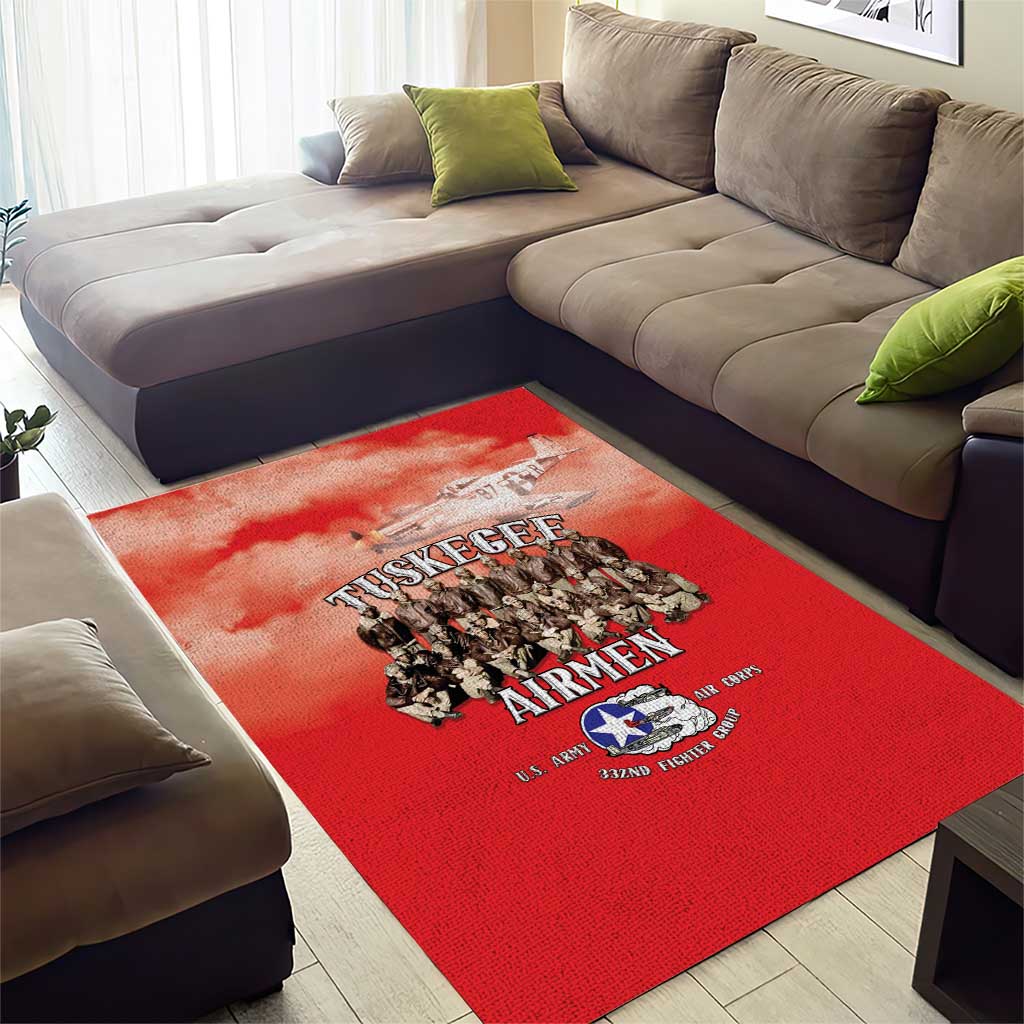 Remembering the Red Tail Heroes Area Rug Tuskegee Airmen Legacy - Red - African Pride