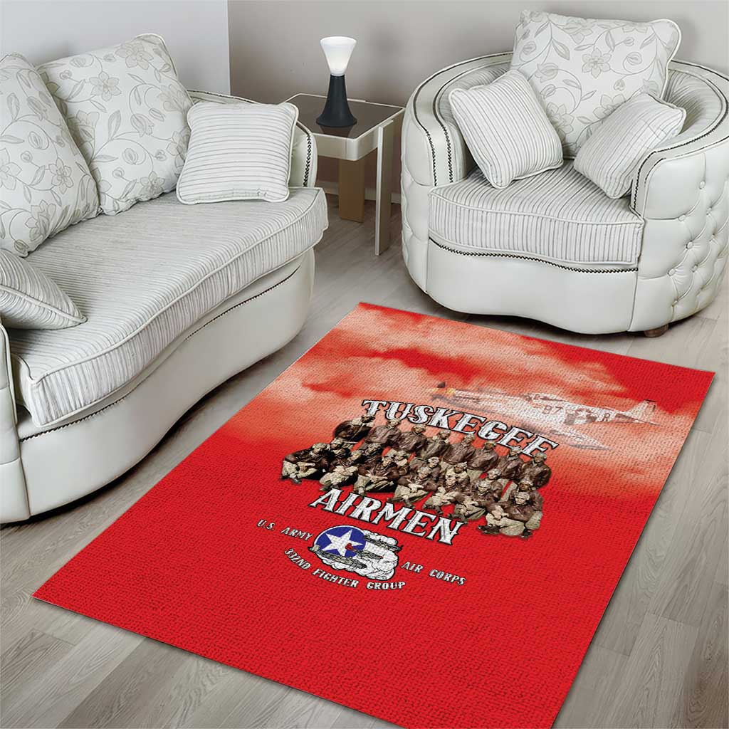 Remembering the Red Tail Heroes Area Rug Tuskegee Airmen Legacy - Red - African Pride